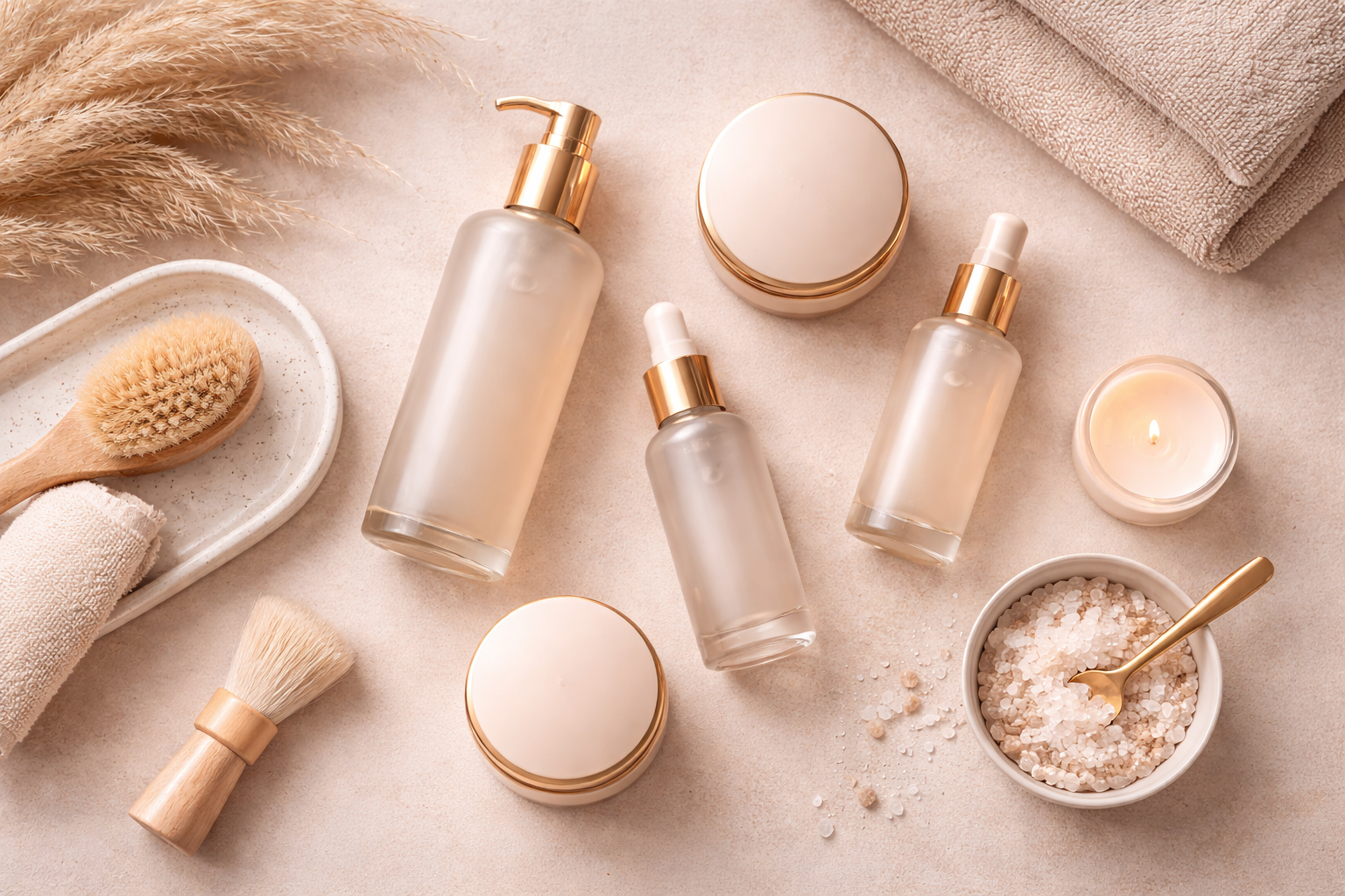 Luxe skincare producten flatlay