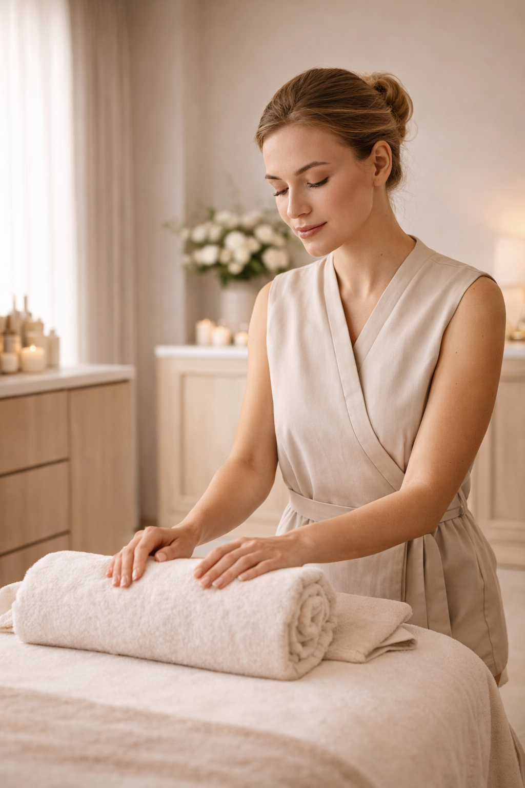 Beauty specialist in rustige spa omgeving